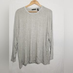 NWOT Halston Essentials Long Sleeve Crew Neck Top Gray 1X